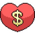 Vector pixel art love money
