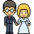 Vector pixel art marriage