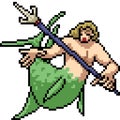 Vector pixel art mermaid warrior