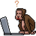 Vector pixel art monkey Royalty Free Stock Photo