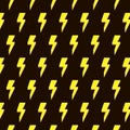 Vector pixel art multicolor endless pattern of abstract yellow thunderbolts. seamless pattern of yellow lightning on black