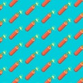 Vector pixel art multicolor endless pattern of red burning stick of dynamite or firecracker. seamless pattern of red dynami