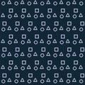 Vector pixel art multicolor endless pattern of triangle, square and circle symbols. seamless pattern of symbols of the tria