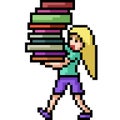 Vector pixel art nerd girl