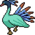 Vector pixel art peacock monster