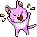 Vector pixel art pink kitty