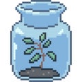 Vector pixel art plant glass bottle