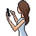 Vector pixel art play smartphone Royalty Free Stock Photo