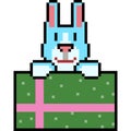 Vector pixel art rabbit gift