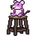 Vector pixel art rat on chair Royalty Free Stock Photo