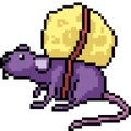 Vector pixel art rat cheese Royalty Free Stock Photo