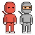 Vector pixel art red and black ninja.