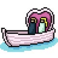 Vector pixel art romance boat