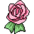 Vector pixel art rose ribbon