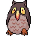 Vector pixel art round owl Royalty Free Stock Photo