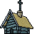 Vector pixel art rural church