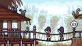 Vector pixel art waterfall tourist