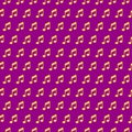 Vector pixel art seamless pattern of abstract white musical note on velvet violet background