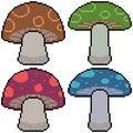 Vector pixel art set mushroom Royalty Free Stock Photo