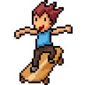 Vector pixel art skateboaard boy Royalty Free Stock Photo