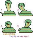 Vector pixel art snake frame animation
