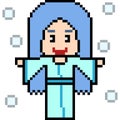 Vector pixel art snow girl