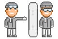 Vector pixel art snowboard on white background