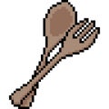 Vector pixel art spoon fork Royalty Free Stock Photo