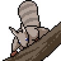 Vector pixel art squirrel branch Royalty Free Stock Photo