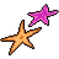 Vector pixel art starfish duo