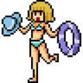 Vector pixel art swimsuit woman