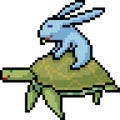 Vector pixel art turtle rabbit Royalty Free Stock Photo