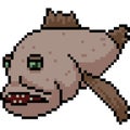 Vector pixel art ugly fish