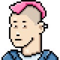 Vector Pixel Art Userpic of Man with Pink Mohawk Royalty Free Stock Photo