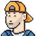 Vector Pixel Art Userpic of Man in Snapback Cap Royalty Free Stock Photo