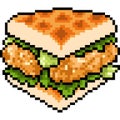 Vector pixel art waffle sandwich