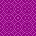 Vector pixel art white seamless pattern of minimalistic abstract circles and crosses with rounded edges on velvet violet ba