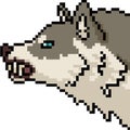 Vector pixel art wolf angry