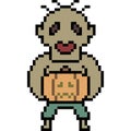 Vector pixel art zombie pumpkin