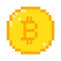 Vector pixel bitcoin icon