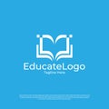 Vector pixel book, reading logo design concept, creative education logo design Royalty Free Stock Photo