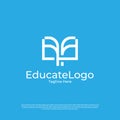 Vector pixel book, reading logo design concept, creative education logo design Royalty Free Stock Photo