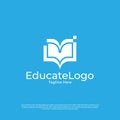 Vector pixel book, reading logo design concept, creative education logo design Royalty Free Stock Photo