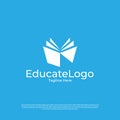 Vector pixel book, reading logo design concept, creative education logo design Royalty Free Stock Photo