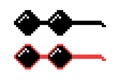 Vector Pixel Boss Glasses Icon Set in 8 bit Retro Style. Summer Meme Game Thug Design, Mafia Gangster Funky Sunglasses