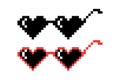 Vector Pixel Boss Glasses Icon Set in 8 bit Retro Style. Summer Meme Game Thug Design, Mafia Gangster Funky Sunglasses