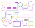 Vector pixel dialogue boxes set isolated on white background. Collection of game clouds for for text message