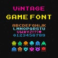 Vector pixel font. Royalty Free Stock Photo