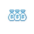 Vector pixel icon isolated, 8bit graphic element. Bags of money, simplistic digital sign created in business and finance theme. Royalty Free Stock Photo