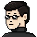 Vector Pixel Userpic of Man in Black glasses Royalty Free Stock Photo